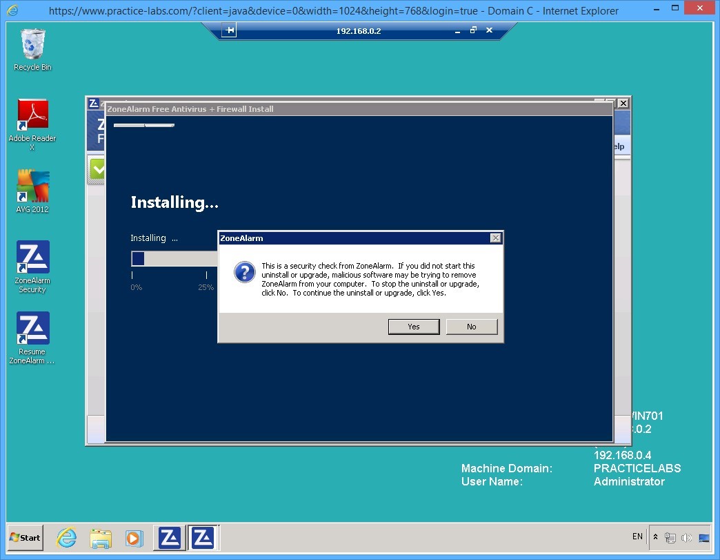 Practice Labs screenshot.